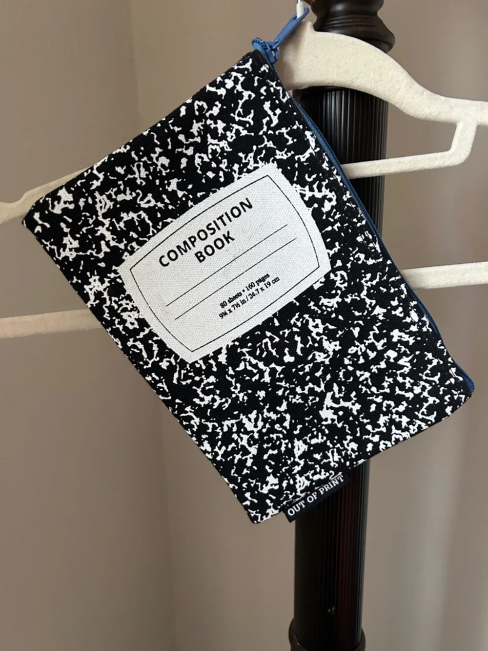 Composition Book Print Zipper Pouch - Black & White like new